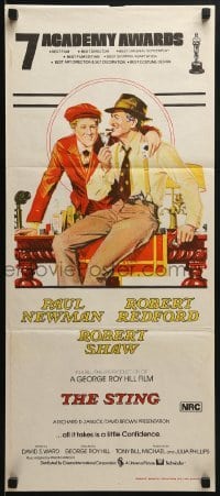 5c919 STING Aust daybill 1974 art of con men Paul Newman & Robert Redford by Richard Amsel