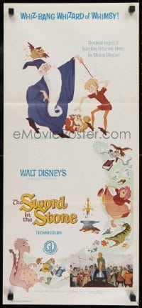 5c926 SWORD IN THE STONE Aust daybill R1970s Disney's cartoon story of young King Arthur & Merlin!