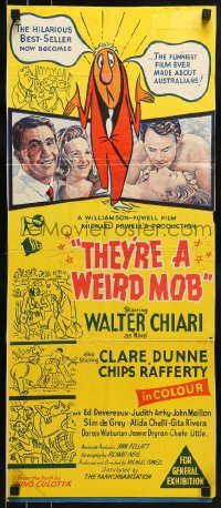 5c941 THEY'RE A WEIRD MOB Aust daybill 1966 Powell & Pressburger directed immigrant comedy!