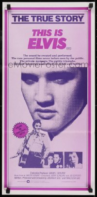 5c942 THIS IS ELVIS Aust daybill 1981 Elvis Presley rock 'n' roll biography, portrait of The King!