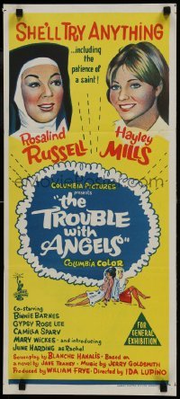 5c957 TROUBLE WITH ANGELS Aust daybill 1966 Hayley Mills, June Harding, nun Rosalind Russell!