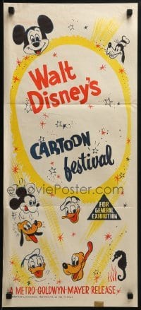 5c978 WALT DISNEY'S CARTOON FESTIVAL Aust daybill 1960s Mickey Mouse, Donald Duck, Huey, more!