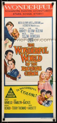 5c991 WONDERFUL WORLD OF THE BROTHERS GRIMM Aust daybill 1964 Harvey, Bloom, Boehm, George Pal!