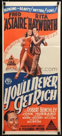 5c994 YOU'LL NEVER GET RICH 2nd printing Aust daybill 1941 Fred Astaire w/sexy Rita Hayworth!