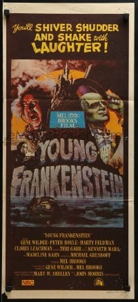 5c996 YOUNG FRANKENSTEIN Aust daybill 1975 Mel Brooks, art of Gene Wilder, Boyle & Feldman!