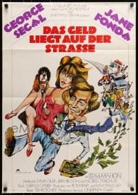 5c230 FUN WITH DICK & JANE German 1977 George Segal, Jane Fonda, wacky art by Mittermeier!
