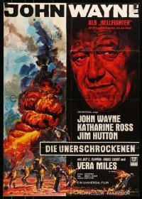 5c238 HELLFIGHTERS German 1969 John Wayne as fireman Red Adair, Katharine Ross, blazing inferno!