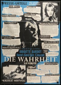 5c249 LA VERITE reviews German 1961 images of sexy Brigitte Bardot, Henri-Georges Clouzot!
