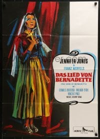 5c291 SONG OF BERNADETTE video German R1980s artwork of angelic Jennifer Jones by Norman Rockwell!