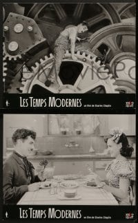 5c520 MODERN TIMES 4 French LCs R2002 great images of Charlie Chaplin w/cast, some with gears!