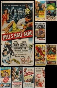 5d048 LOT OF 10 FOLDED THREE-SHEETS 1940s-1960s great images from a variety of different movies!