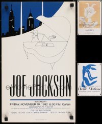 5d006 LOT OF 3 UNFOLDED POSTERS MOUNTED ON FOAMCORE 1980s Joe Jackson, Henri Matisse, Picasso!