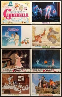 5d221 LOT OF 8 DISNEY LOBBY CARDS 1970s-1980s great scenes from mostly animated movies!