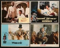 5d229 LOT OF 4 LOBBY CARDS FROM JAMES BOND MOVIES 1970s-1980s Octopussy, Moonraker & more!