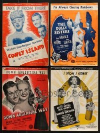 5d288 LOT OF 4 BETTY GRABLE SHEET MUSIC 1940s Coney Island, Dolly Sisters, Diamond Horseshoe!