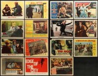 5d204 LOT OF 15 NOIR LOBBY CARDS 1940s-1960s scenes & title cards from a variety of movies!