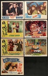5d223 LOT OF 7 RE-RELEASE LOBBY CARDS R1940s-1960s scenes from a variety of different movies!