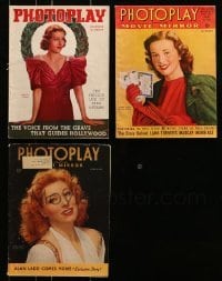 5d296 LOT OF 3 PHOTOPLAY MOVIE MAGAZINES 1930s-1940s filled with great images & information!