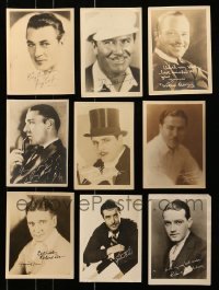 5d413 LOT OF 9 DELUXE 5X7 FAN PHOTOS WITH FACSIMILE SIGNATURES 1920s portraits of leading men!