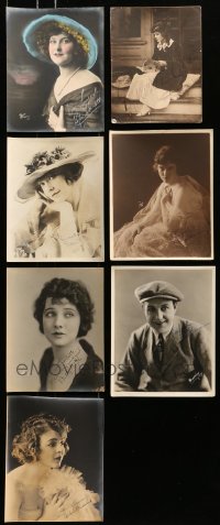 5d414 LOT OF 7 DELUXE 8X10 FAN PHOTOS WITH FACSIMILE SIGNATURES 1920s Lillian Gish & more!
