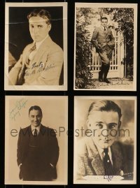 5d418 LOT OF 4 DELUXE 5X7 FAN PHOTOS WITH FACSIMILE SIGNATURES 1920s Charlie Chaplin & more!