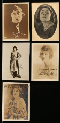 5d417 LOT OF 5 DELUXE 5X7 FAN PHOTOS WITH FACSIMILE AUTOGRAPHS 1920s Theda Bara, Gloria Swanson!