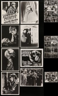 5d427 LOT OF 25 BASIL RATHBONE AS SHERLOCK HOLMES 8X10 REPRO PHOTOS 1980s includes poster images!