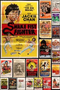 5d134 LOT OF 50 FOLDED KUNG FU ONE-SHEETS 1960s-1980s great images from martial arts movies!