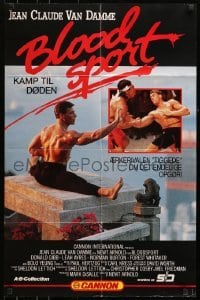 5f087 BLOODSPORT Danish 1988 Jean Claude Van Damme doing the splits and punching Bolo Yeung!