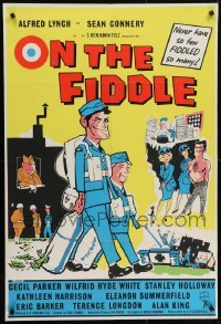 5f190 ON THE FIDDLE English 1sh 1965 cartoon art of young Sean Connery & Lynch in military uniform!