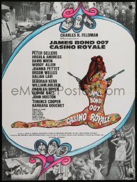 5f431 CASINO ROYALE French 23x31 1967 all-star Bond spy spoof, psychedelic art + photo montage!