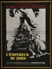 5f440 EMPEROR OF THE NORTH POLE French 23x31 1973 Lee Marvin, Ernest Borgnine, cool Ferracci design