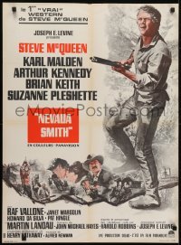 5f457 NEVADA SMITH French 23x31 1966 cool image of Steve McQueen with gun!