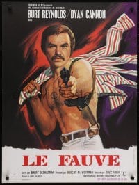 5f474 SHAMUS French 23x31 1973 barechested private detective Burt Reynolds, art by Jean Mascii!