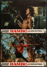 5f148 RAMBO FIRST BLOOD PART II group of 2 German 17x24s 1985 great images of Sylvester Stallone!