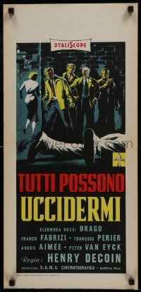 5f800 EVERYBODY WANTS TO KILL ME Italian locandina 1957 Peter Van Eyck, Symeoni artwork!