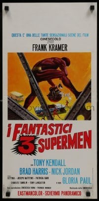 5f830 THREE FANTASTIC SUPERMEN Italian locandina 1967 cool art of thief in action!
