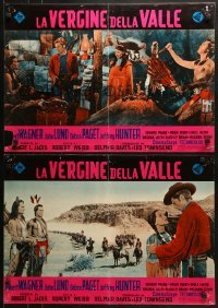 5f758 WHITE FEATHER group of 4 Italian 19x27 pbustas R1966 Wagner & Native American Debra Paget!