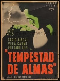 5f027 O SOLE MIO Mexican poster 1946 Carlo Ninchi, Vera Carmi, Rolando Lupi, dramatic Yanez art!