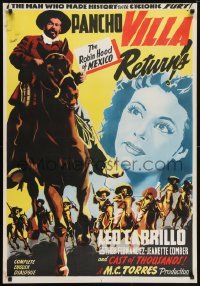 5f029 PANCHO VILLA RETURNS export Mexican poster 1950 Leo Carrillo as The Robin Hood of Mexico!