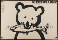 5f922 BEAR Polish 27x39 1988 Jean-Jacques Annaud's L'Ours, cool M. Wasilewski art of bear w/fish!