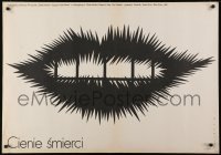 5f936 DEATH SHADOW Polish 27x39 1986 Hideo Gosha's Jittemai,cool Mieczyslaw Wasilewski art of jagged lips!
