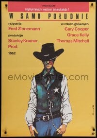 5f948 HIGH NOON Polish 27x38 R1987 Marszalek art of Gary Cooper, Fred Zinnemann cowboy classic!