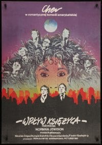 5f966 MOONSTRUCK Polish 27x38 1987 Nicholas Cage, Olympia Dukakis, Lakomski art of Cher & cast!