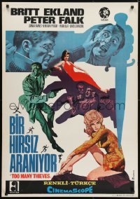 5f065 TOO MANY THIEVES Turkish 1966 Peter Falk, sexiest Britt Ekland, cool sexy crime artwork!