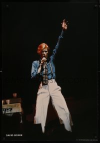 5g297 DAVID BOWIE 27x39 Italian commercial poster 1980s image of the star on stage w/ arm raised!