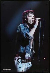 5g373 MICK JAGGER 27x39 Italian commercial poster 1980s image of the star on stage with microphone!