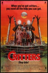 5g626 CRITTERS style A 1sh 1986 great completely different art of cast & monsters by Ken Barr!