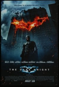 5g632 DARK KNIGHT advance DS int'l 1sh 2008 Christian Bale as Batman in front of burning bat symbol!