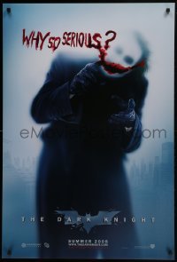 5g633 DARK KNIGHT teaser DS 1sh 2008 cool image of Heath Ledger as the Joker, why so serious?